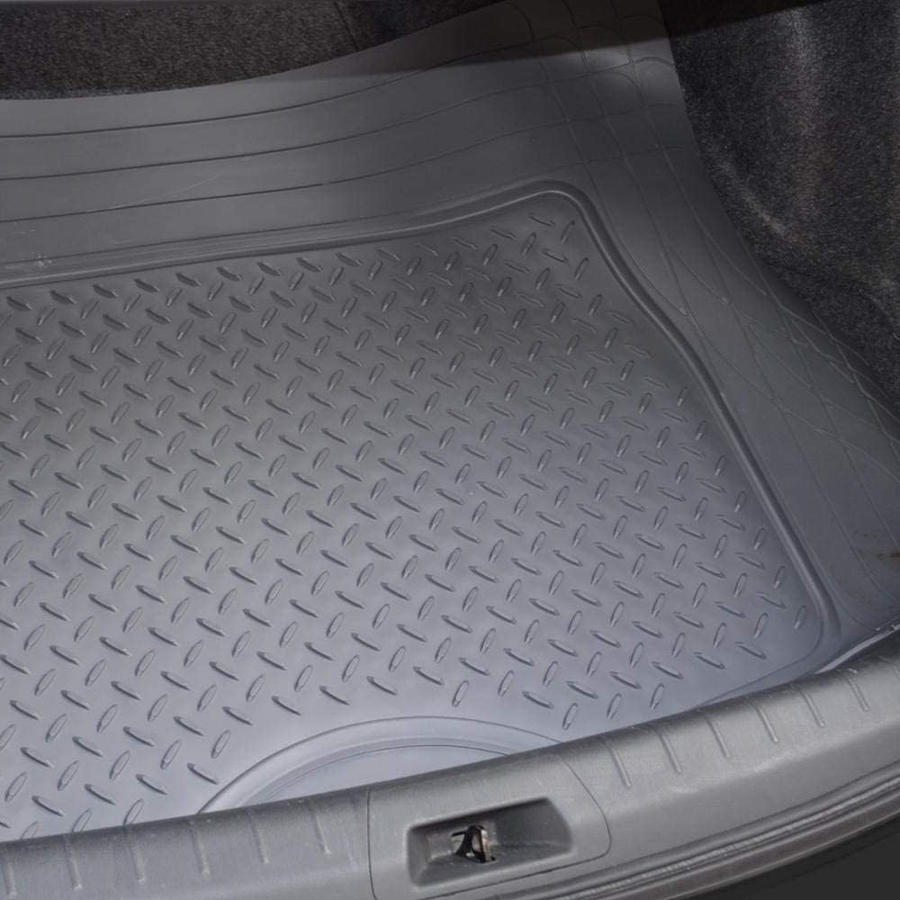 BDK Cat® CAMT-9013 (3-Piece) Large Heavy Duty Rubber Car Floor Mats with Trunk Cargo Liner, Trim to Fit Front & Rear Combo Set for Car Sedan SUV Van, All Weather