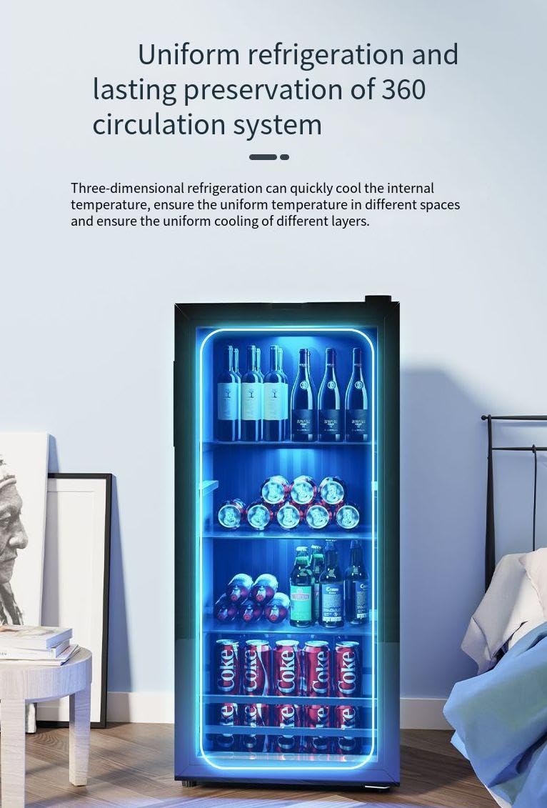 Thalyn Mini Refrigerator 150 Can Beverage 4.5 Cu.Ft Freestanding With Glass Door Fridge And Adjustable Removable Shelves Beer, Wine, Soda, And Cooler Drinks For Home Office Or Bar on Fridge.com - View 4
