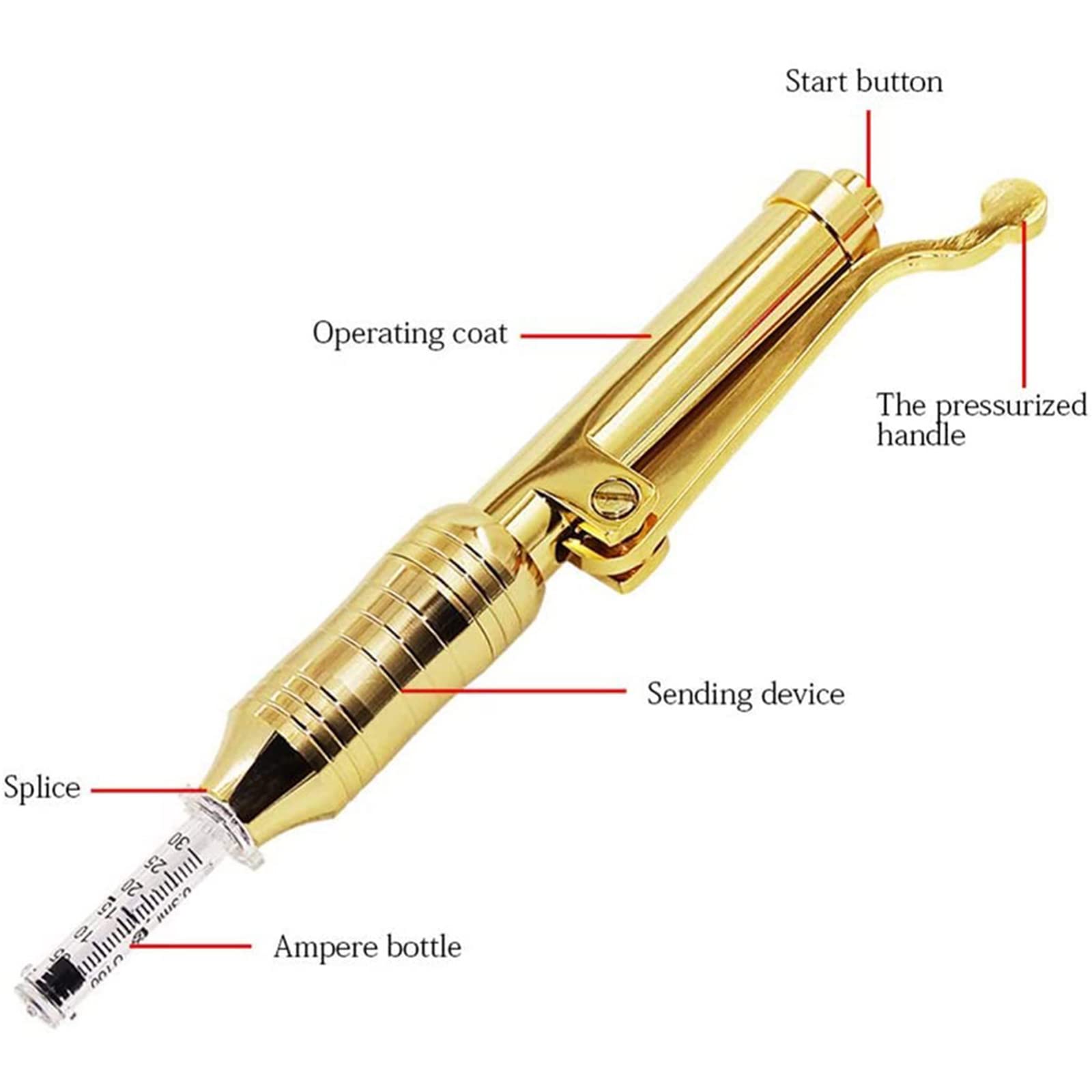 Hyaluronic Acid Pen Kit Hyaluron Micro Iniettore con 5 Testa Fiale Ago Gratuito Iniezione Penna per Sollevamento Pelle Labbra