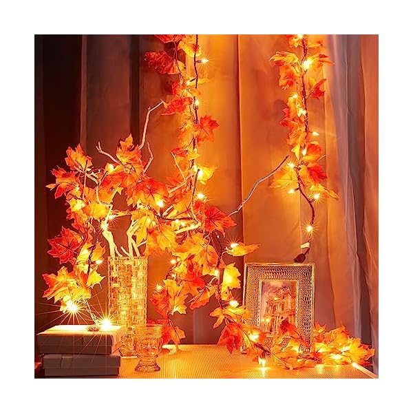 Meknow fall decor fall decorations for home 9ft plug in fall garland with lights 50 orange bulbs connectable lighted fall garland lights for indoor outdoor halloween thanksgiving harvest decorations  urban country home decor