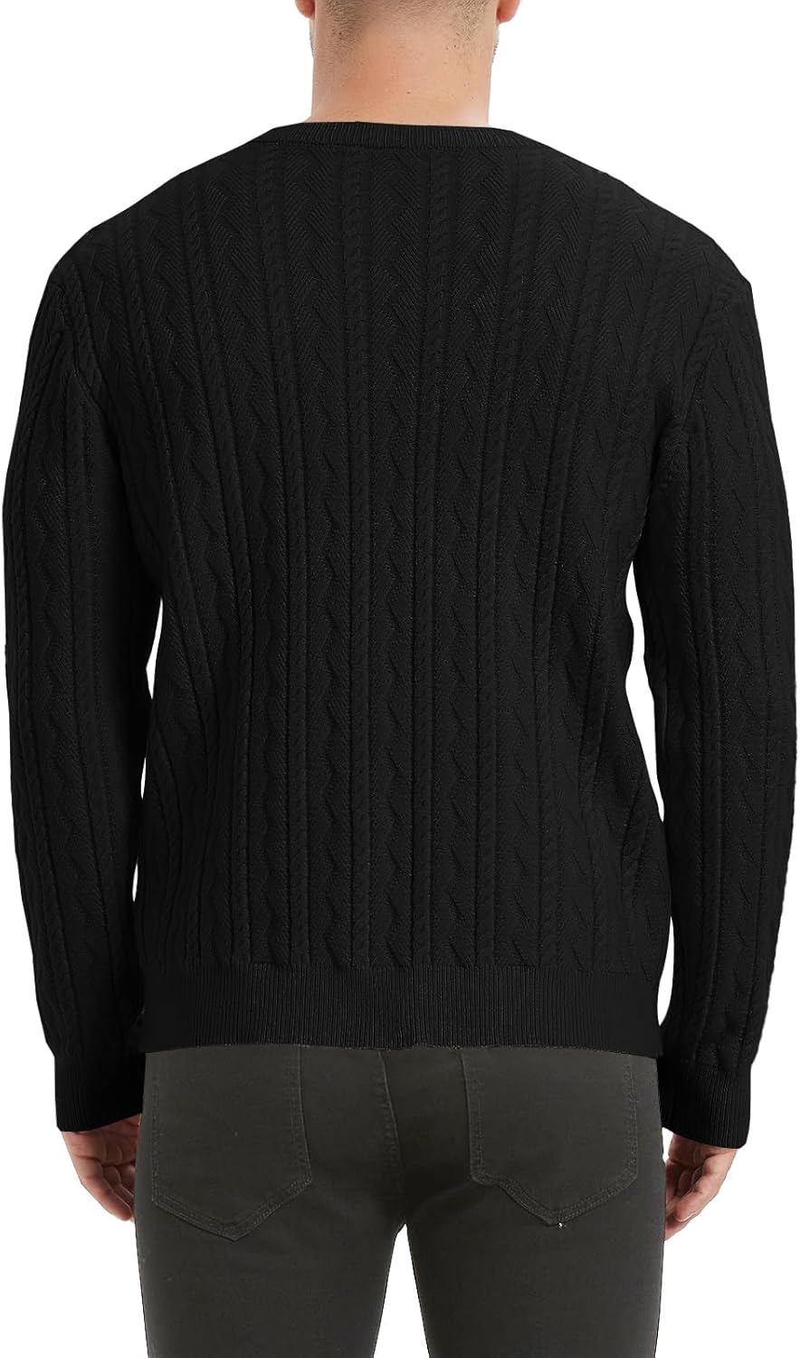 Men's Casual Business Crewneck Pullover Lightweight Round Neck Long Sleeve Sweater Raglan Sleeve Knitwear Sweaters - Image 2