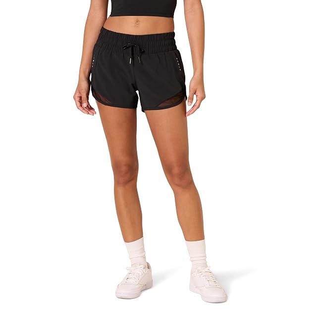 Amazon Essentials Womens Regular-Fit Athletic Ruched Waistband Woven Running Shorts with Zip Pocket