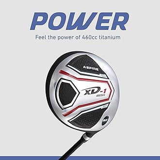Aspire XD1 Complete Mens Golf Club Set, Includes Titanium Driver, S.S. Fairway, S.S. Hybrid, S.S. 6-PW Irons, Putter, Bag, 3 H/C's, Right & Left Handed Golf Clubs