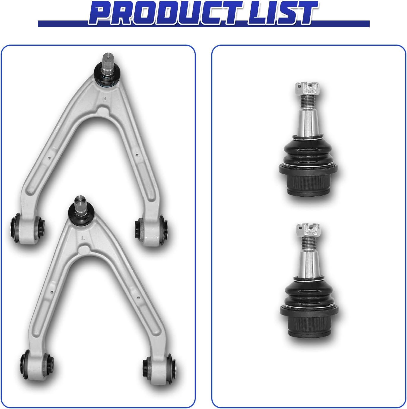 Control Arm 4 PCS Front Upper Control Arm Lower Ball Joint Suspension Kit Compatible With 2006-2010 Hummer H3 H3T K621675 K621676 K500250