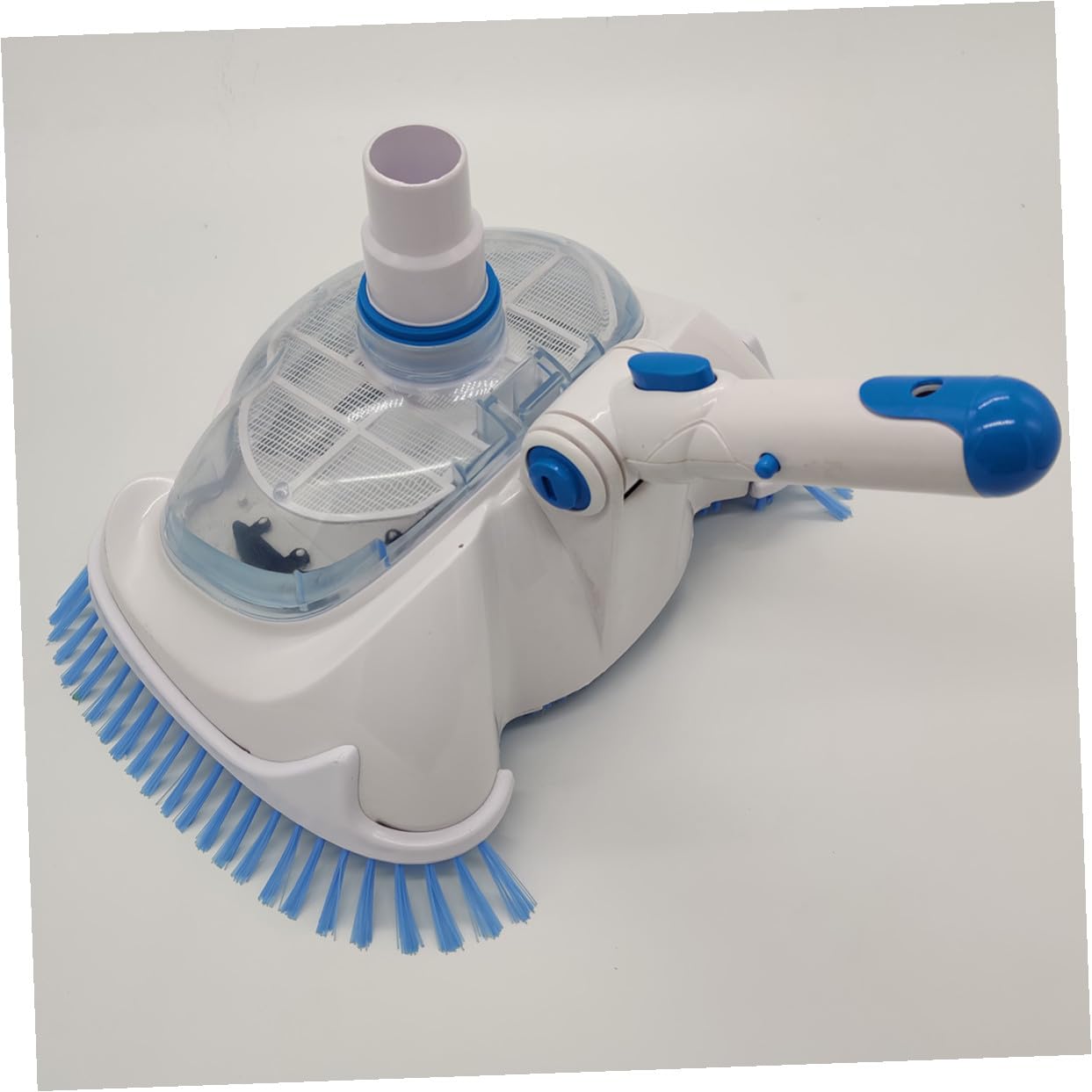 Cabezal de Aspiradora para Piscina con Cepillo de Cerdas Angulares y Cubierta Transparente Herramienta de Limpieza para Fondo y Paredes Compatible con Varilla Telescópica para