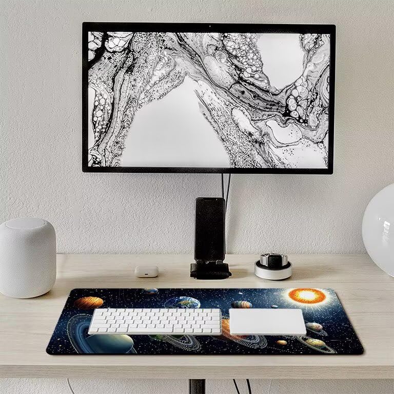 Tappetino Mouse Gaming XXL 1600 x 800 mm Tappetino Antiscivolo Sottomano Da Scrivania Per Mouse e Tastiera, Con Base In Gomma Antiscivolo, Lavabile, Mouse Pad Cosmo pianeta, Regalo per Uomo L-987
