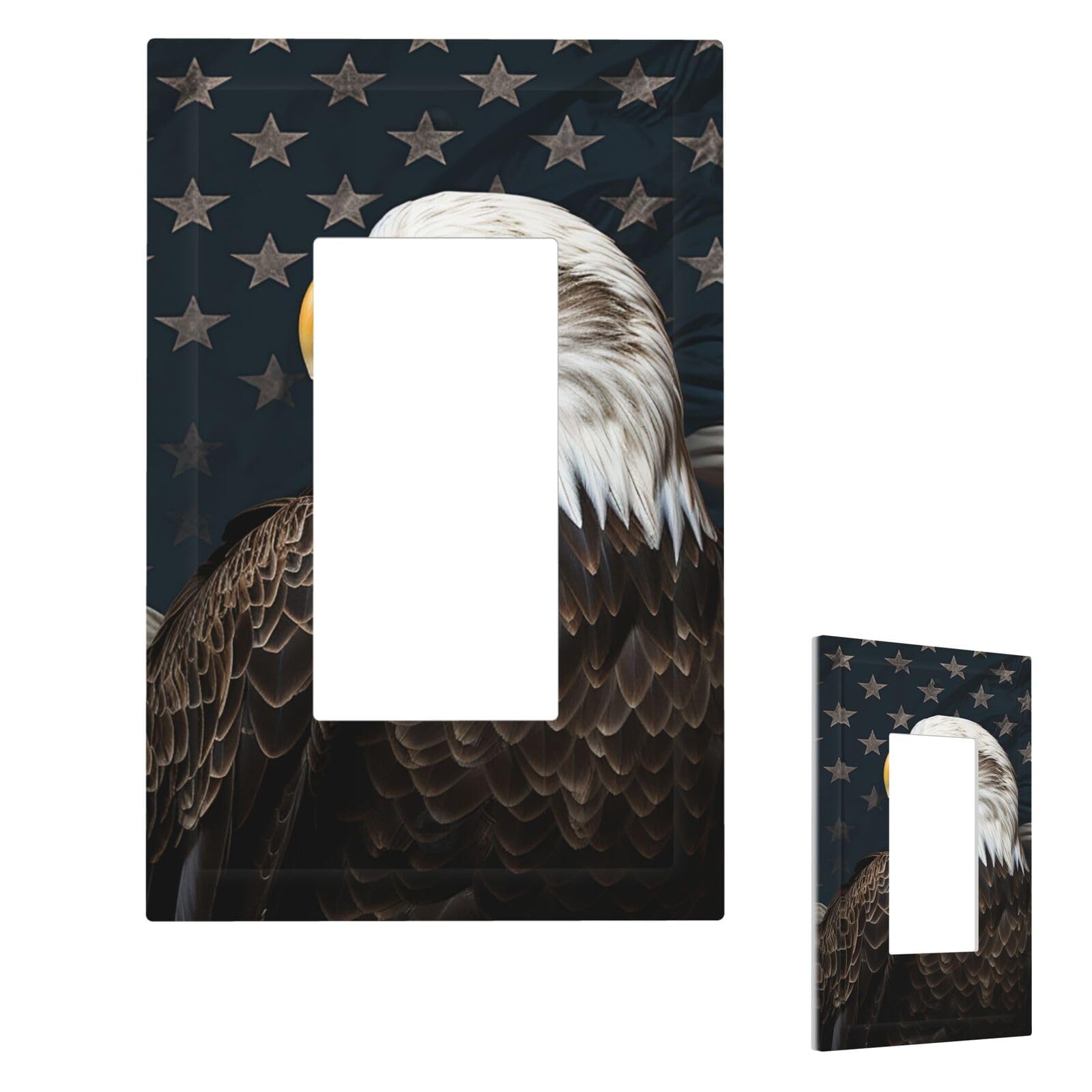 Fodpand Style U Light Switch Cover American Bald Eagle Wall Plate 1 Gang Switch Plate Covers Decorative Outlet Cover Electrical Receptacle Faceplate For Bathroom Kitchen Decor Wall Plates 5" X 3"