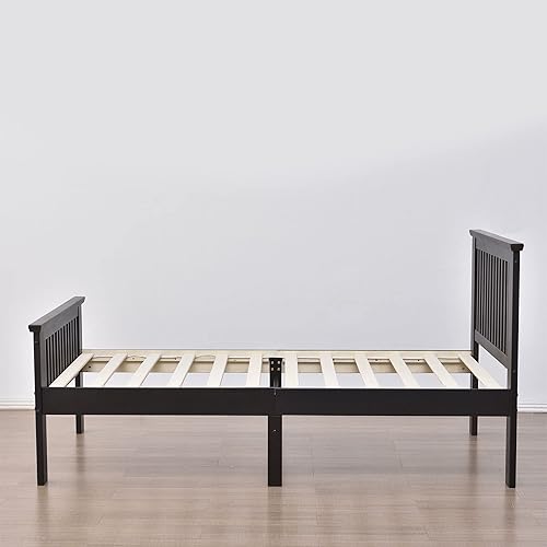 Miniatura 7 de BETTER HOME PRODUCTS Marco de cama individual de pino 100% madera maciza (tabaco, tamaño individual)