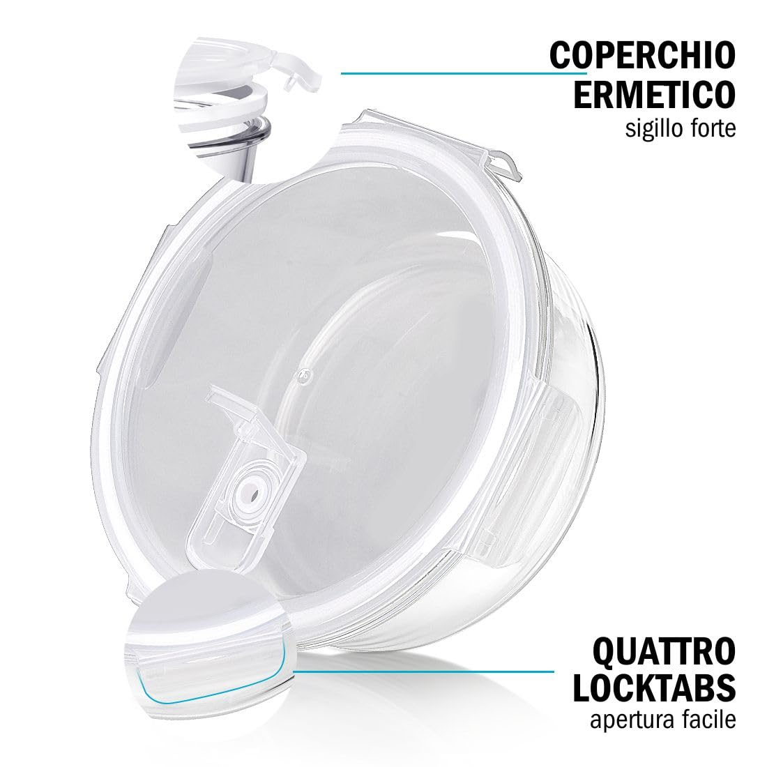 Igluu Meal Prep Contenitori Ermetici per Alimenti in Vetro Tondi con Coperchi con Valvola d’Aria (Set da 5+Coperchio Extra) – Senza BPA – Forno, Microonde, Freezer e Lavastoviglie –950ml– Borosilicato