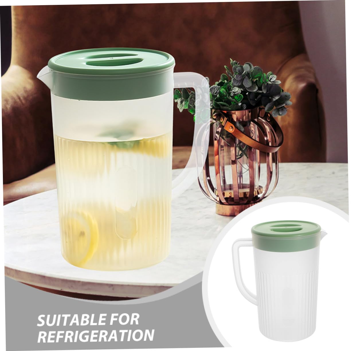 Gadpiparty 2piezas Jarra De Plástico Con Tapa y Vertedor Para Refrigerador Para Agua Fría Limonada Jugo y Bebidas Heladas Casa