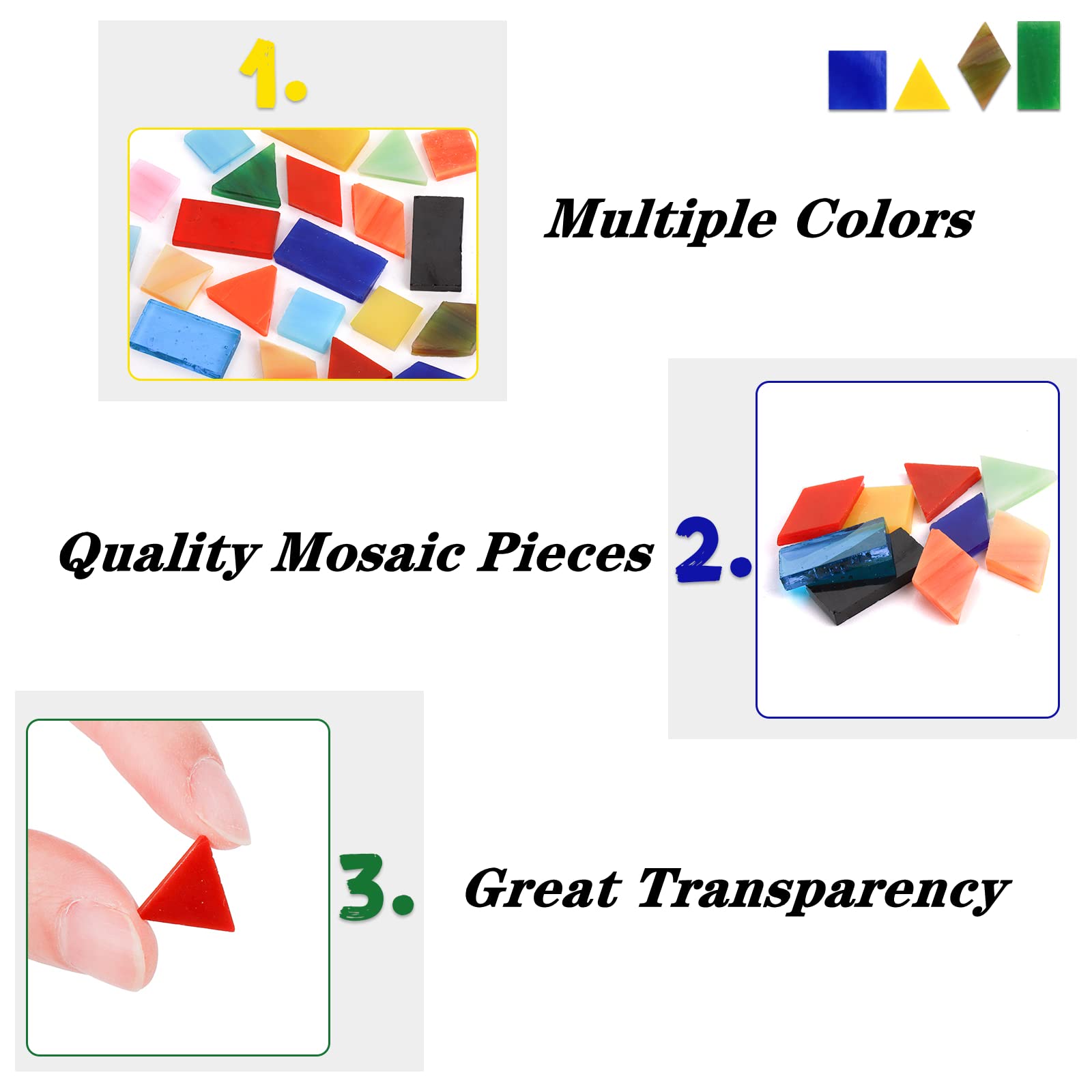 Lyellfe 800g Mosaic Tiles, Mosaic Glass Pieces Bulk in 4 Styles - Image 3