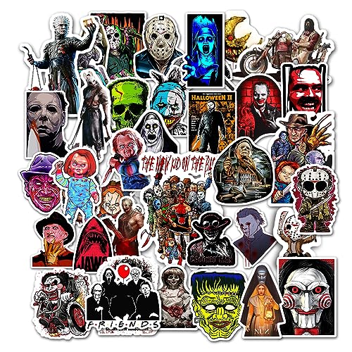 Kilmila Horror Movie Stickers (50pcs Large Size) Gifts Merch Halloween Themed Terror Horror Movie Vinyl Stickers Party Supplies for Skateboard Guitar Laptop Luggage Water Bottle Teens