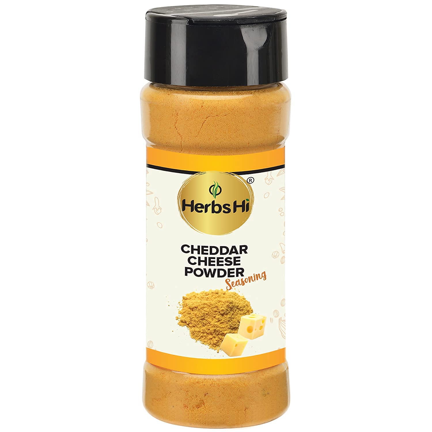 HerbsHi Cheddar Cheese Powder for popcorn, fries, pastas, breads & velvety cheesy sauce 55 Gm X 1