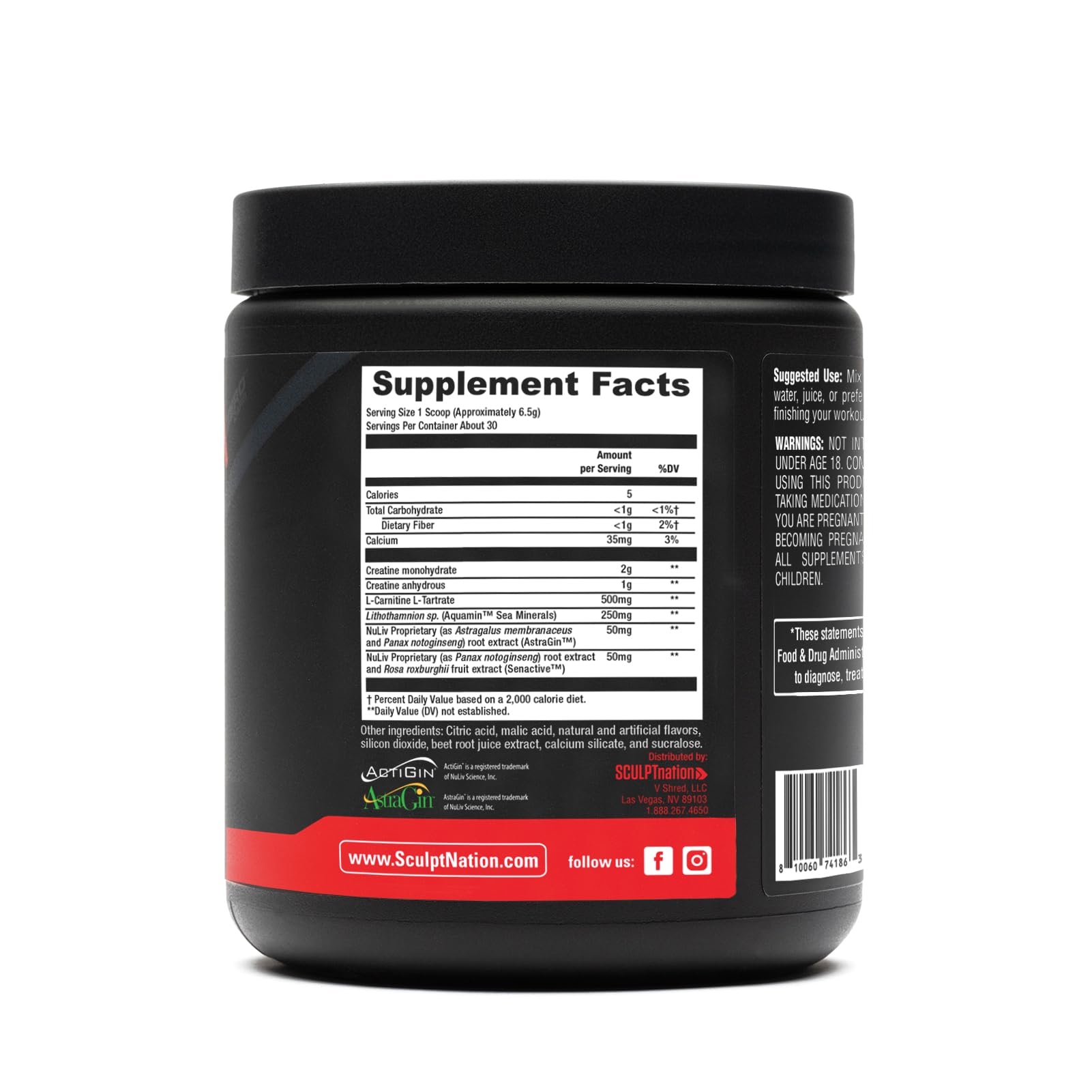 Sculpt Nation by V Shred Post Workout - Creatine Complex Post Workout Muscle Recovery and Builder with Energy Support, Creatine Monohydrate and Amino Acids, Fruit Punch Flavor - 30 Servings — Amazon image 6