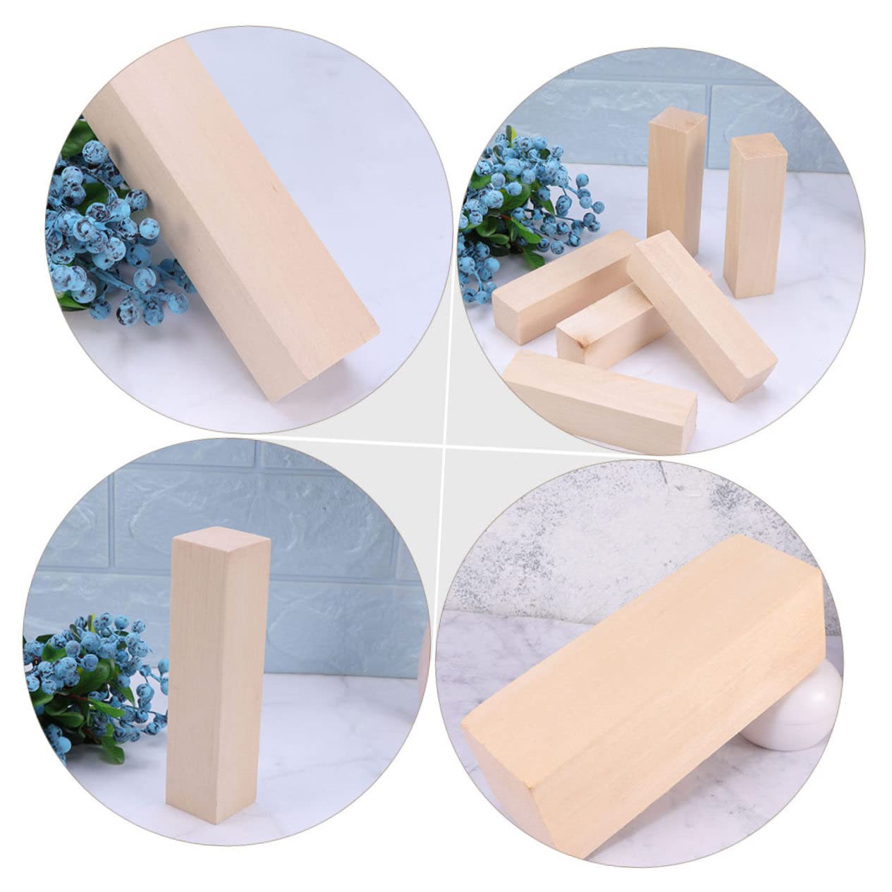 Operitacx 8 piezas Bloques de Madera Natural para Manualidades DIY Listones de sin Terminar para Tallado y Pintura