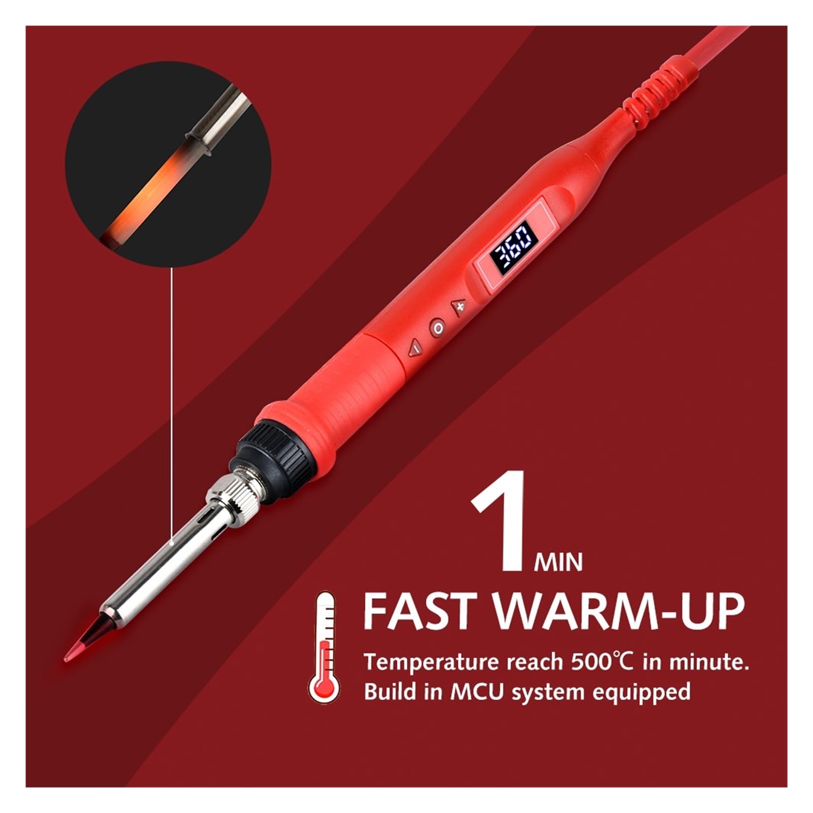Lutownica Elektryczna O Mocy 80 W Z Multimetrem Zestaw Spawalniczy Regulacja Temperatury Cyfrowy Wyświetlacz LCD Przycisk Wielofunkcyjny Najlepszy Prezent(Red-KIT1)