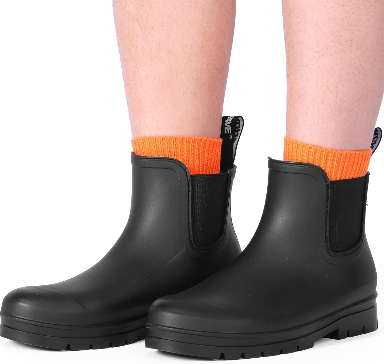 Showave Women's Rain Boots Ankle Waterproof Boots Slip On Wide Foot Rubber Booties Lightweight Stylish Chelsea Boot with Comfort Insole for Garden/Commute