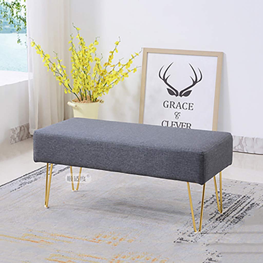 Tabouret long multifonctionnel gris foncé 100 cm pour salon