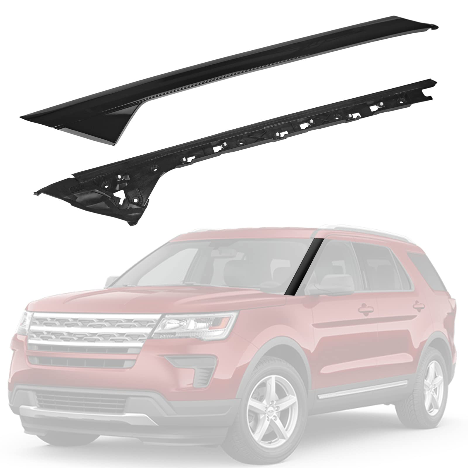 Photo 1 of ZONFANT Left Windshield A-Pillar Molding Trim Kit, Front Driver Side Windscreen A-Pillar Molding Trim Panel Compatible with 2011-2019 Ford Explorer, Replace#926-450 BB5Z-7803137-AB BB5Z-7803145-AA Front Left Driver Side