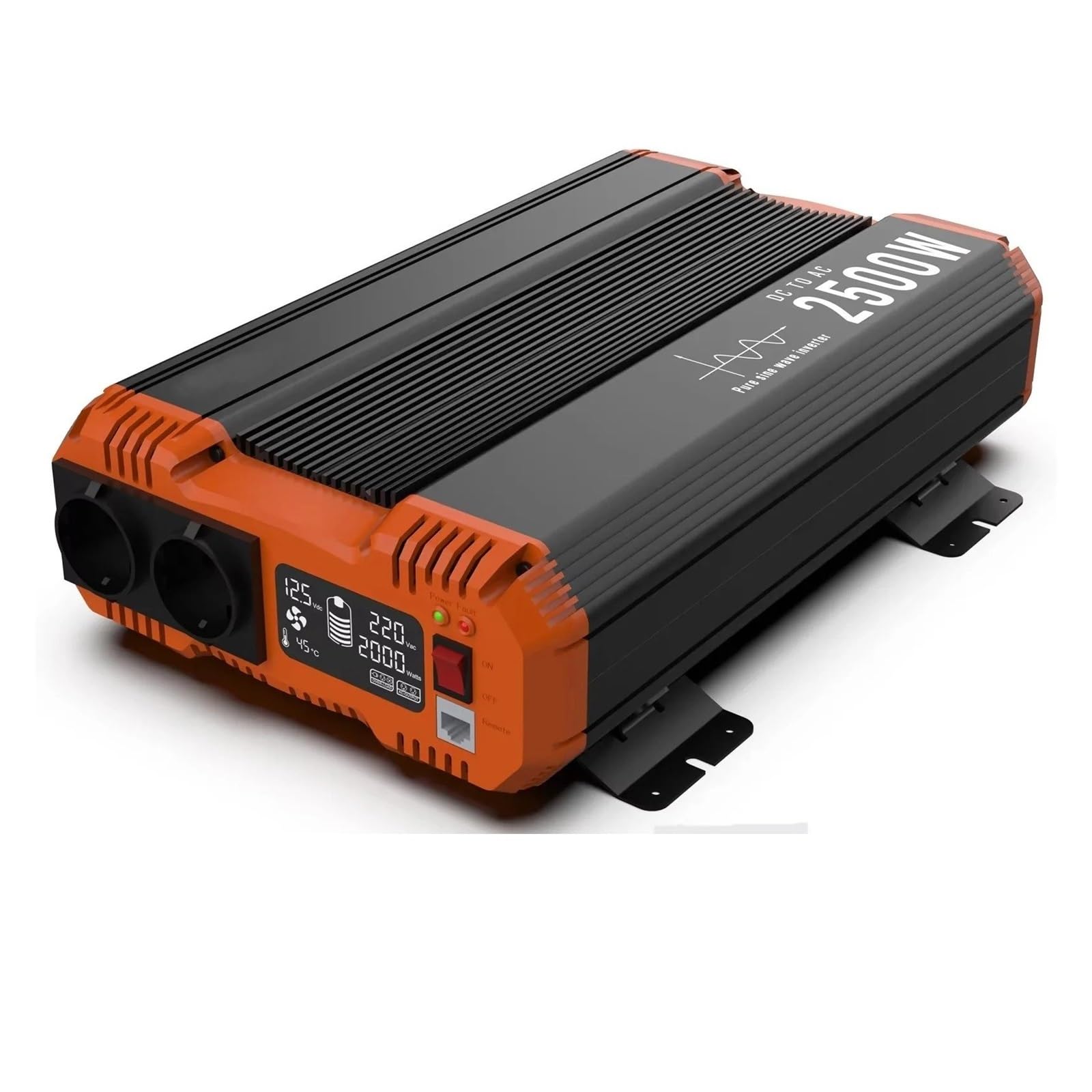Inversor Onda Sinusoidal Pura 12 V A 220 V 5000 W con Enchufe Europeo Pantalla LCD Control Remoto para Casa Camping Autocaravanas Convertidor(12V,2000W)