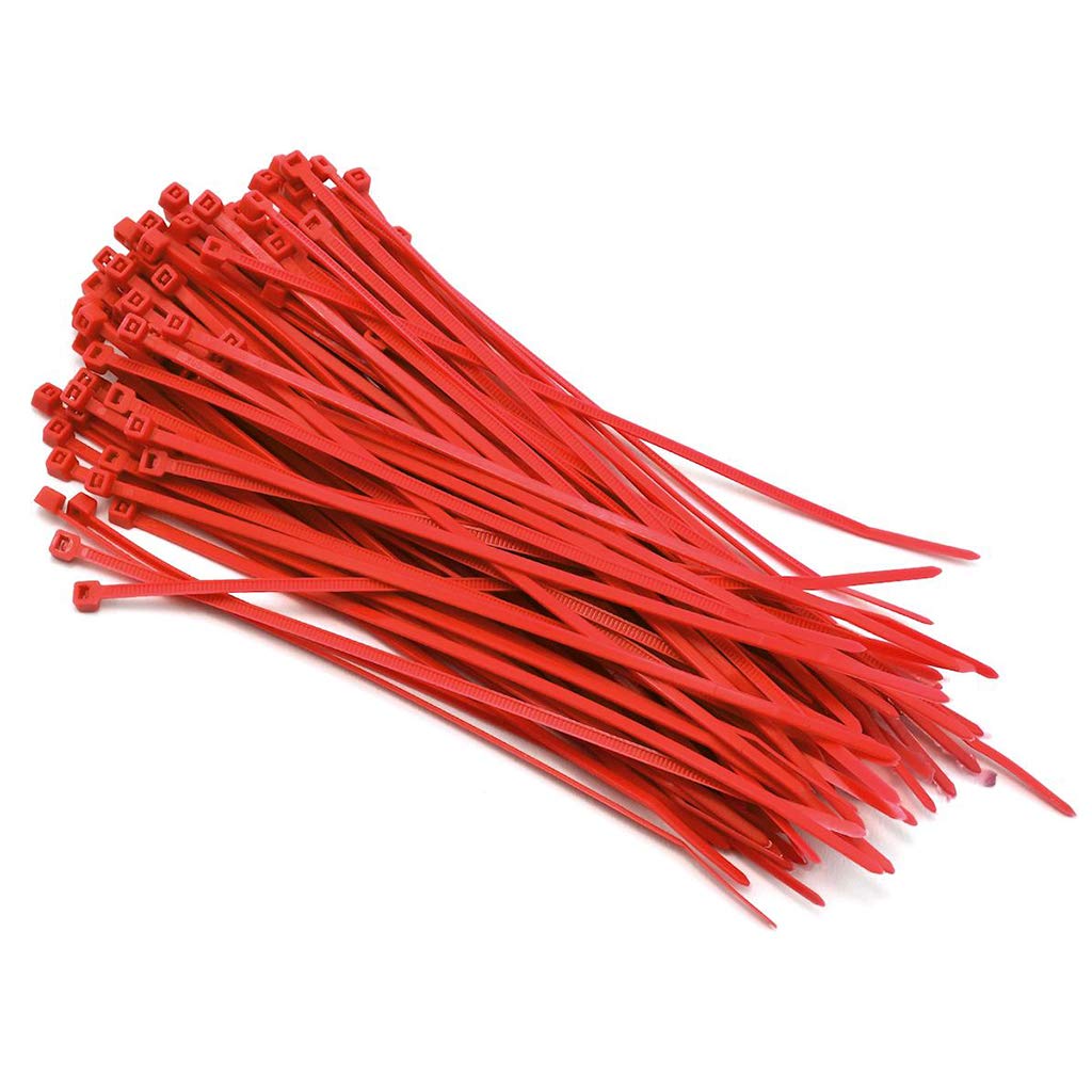 Ukcable-Ties Red Cable Ties 100Mm To 370Mm Nylon Strong Zip Tie (100, 370Mm X 4.8Mm)