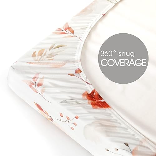 Miniatura 7 de Juego de 2 sábanas elásticas de punto de jersey ultra suave y ajustable para cuna portátilesminicuna se ajustan a las sábanas bajeras seguras y