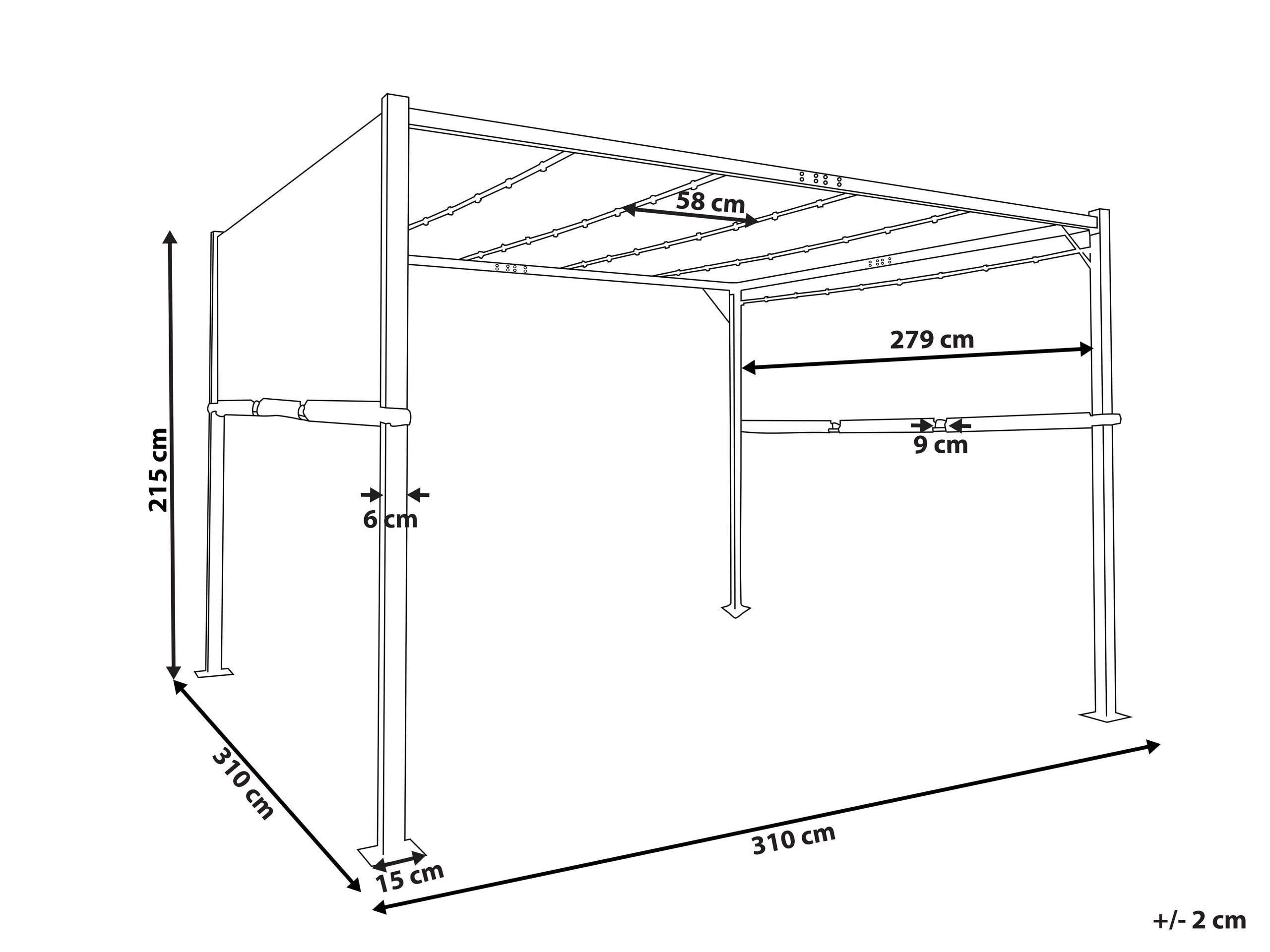 Pawilon ogrodowy LED altana stalowa rama zasłona 310x310cm szary Parga
