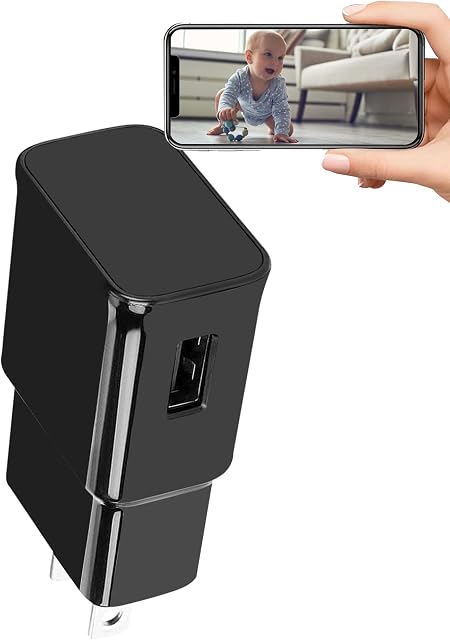 Wireless 1080P USB Charger Camera,Phone Charger USB Camera with Night Vision and Motion Detection, Wireless Nanny Cam for Home Security, Baby and Pet Monitoring