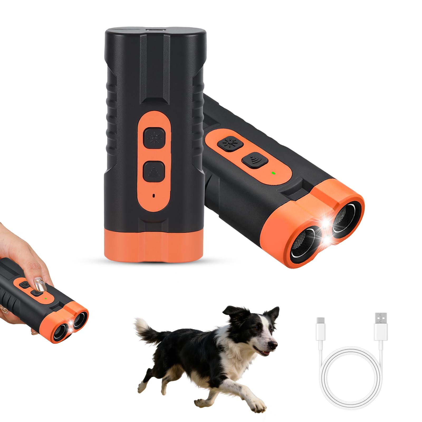 Anti Barking Device for Dogs - Ultrasonic Training Stop Dog Barking Device, Rechargeable Type-C Portable, Safe for Indoor and Outdoor Use for Dogs and Cats, Dog Barking Deterrent Devices（Dual-Core）