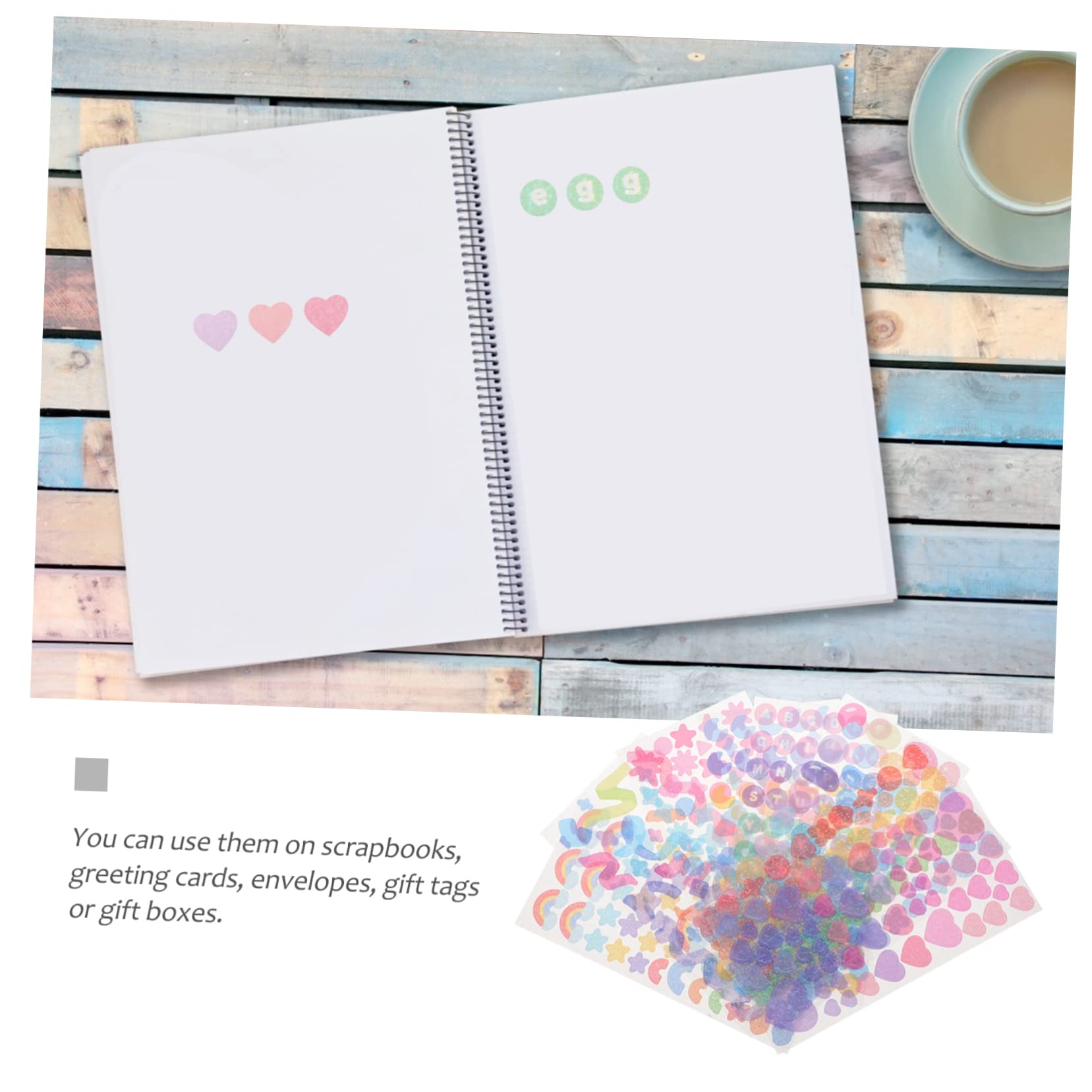 STOBOK Blätter Taschenmaterialaufkleber Scrapbooking-Aufkleber Herz-Scrapbook- Haustier dekorativer bunt schmücken dekorative