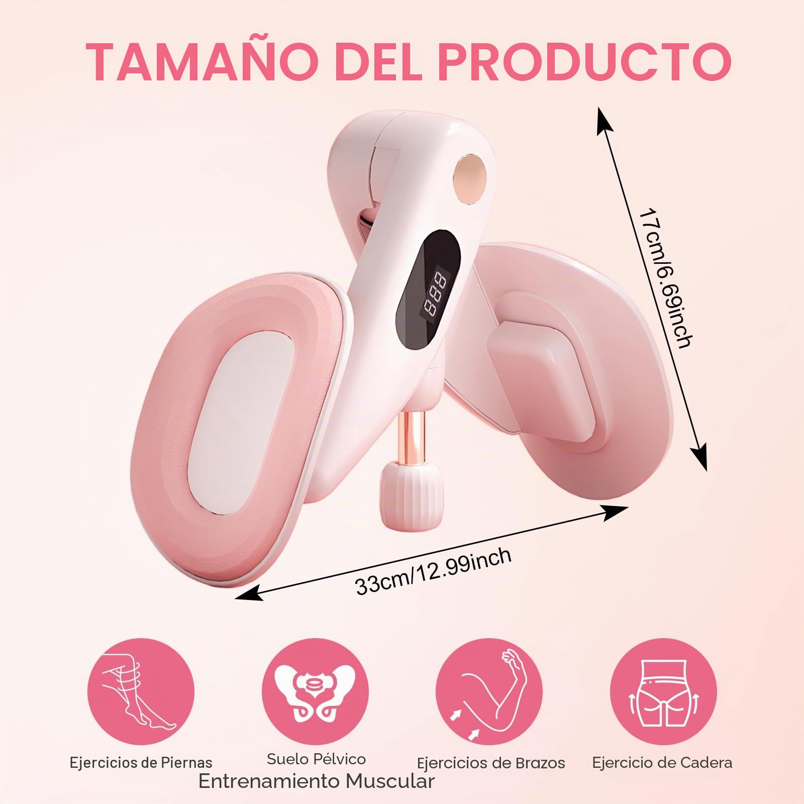 Ejercitador de Muslos y Suelo Pélvico para Mujeres Máquina de Ejercicio Interno de Piernas con Contador Digital Kegel Trainer Tonificador de Glúteos y Musculatura Abdominal para Casa