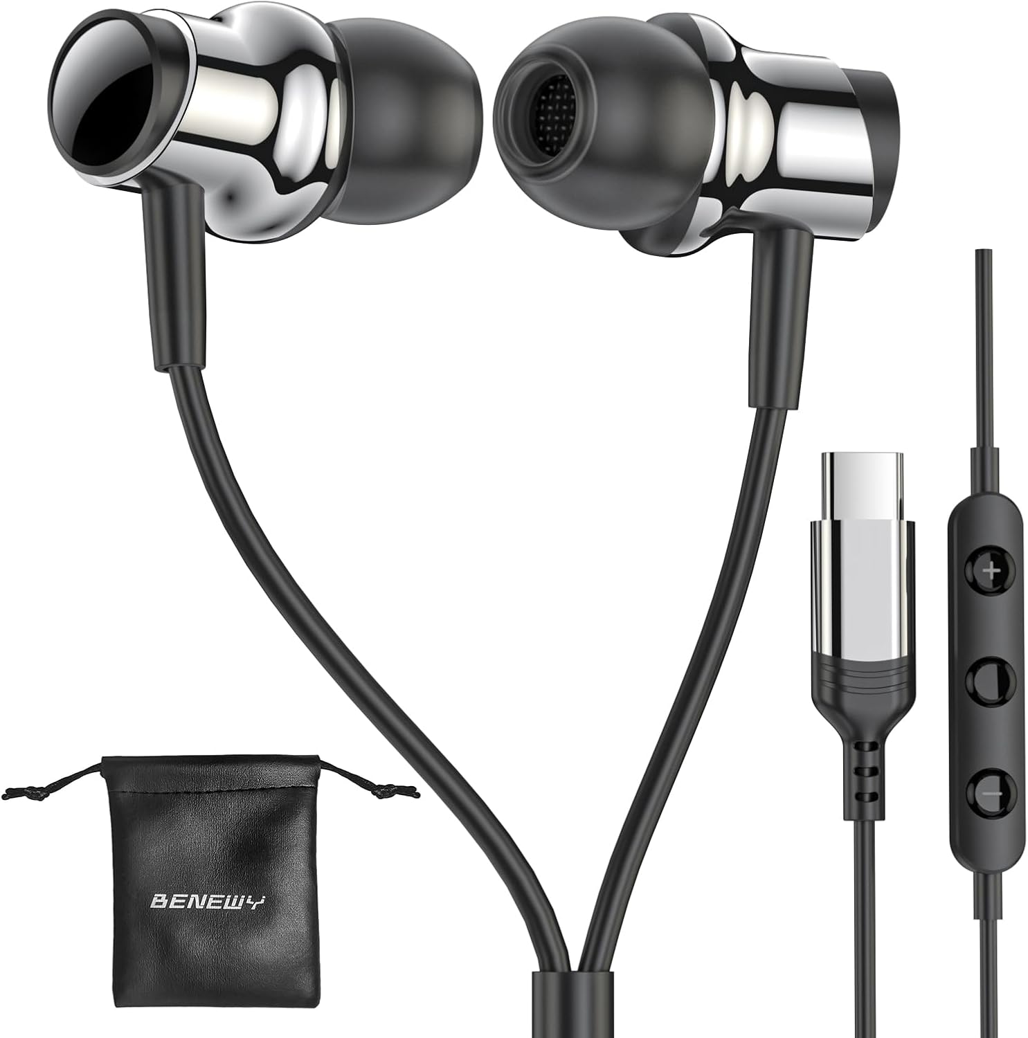 USB C Headphone for Samsung S25 S24 S23 S22 Ultra FE A55 A54 Wired Earbuds In Ear Type C Earphone with Mic Volume Control Stereo Magnetic Noise Canceling for iPhone 16 15 Plus 17 Air Pro Max Pixel 9 8
