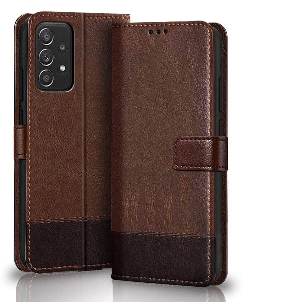 TheGiftKart Dual-Color Leather Finish Flip Back Cover for Samsung Galaxy A52 / A52s 5G | Inside Pockets & Inbuilt Stand | Wallet Style | Magnet Closure Flip Back Case (Brown & Coffee) (B08ZY31YSF) Amazon Price History, Amazon Price Tracker