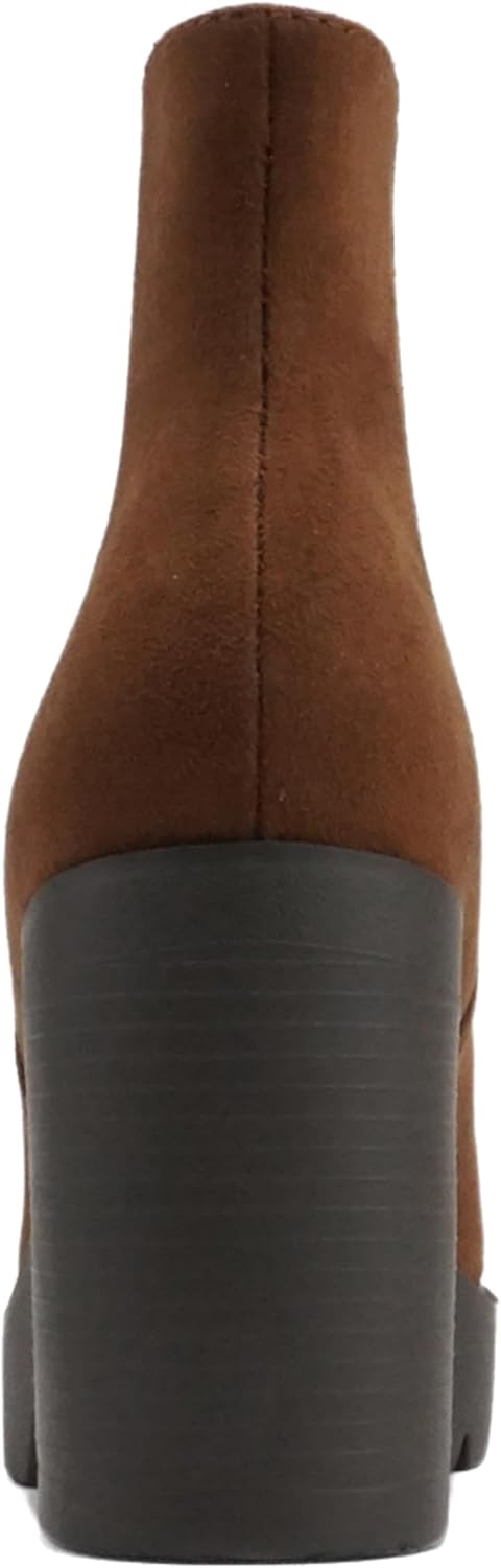 Soda EDITOR ~ Women Lug Sole High Heel Chelsea Fashion Ankle Boot w/Double Elastic Gore - Image 2