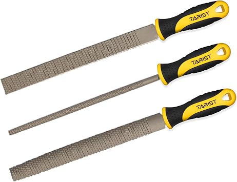 TARIST 3-Piece 8" Wood Rasp File Set, Includes Flat/Half-Round/Round. For Woodworking & Sharping Wood
