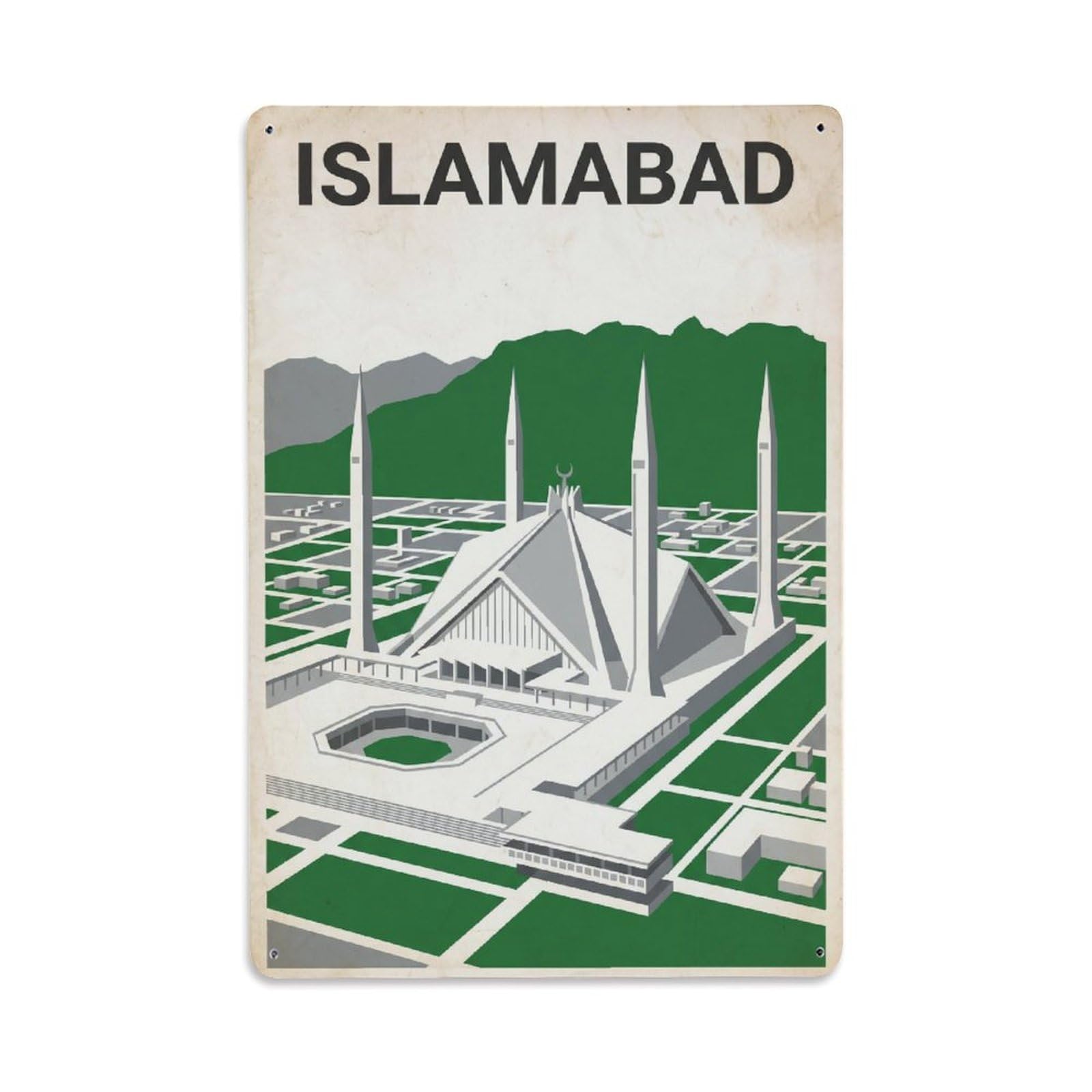 Huiyhb 8X12inch(20X30cm) Pakistan Islamabad Vintage Travel Metal Tin Sign