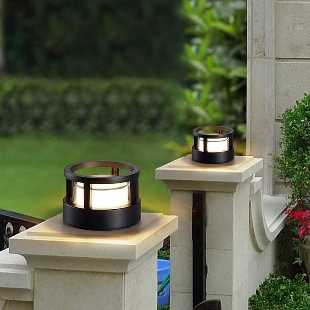 Lampa Cokołowa Lampa Zewnętrzna Filar Oświetlenie Zewnętrzne LED Wodoodporne Okrągłe Oświetlenie Ogrodowe Lampa Kolumnowa Mieszkaniowa Aluminiowa Lampa Słupowa Oświetlenie Krajobrazu Lampy Słupkowe La