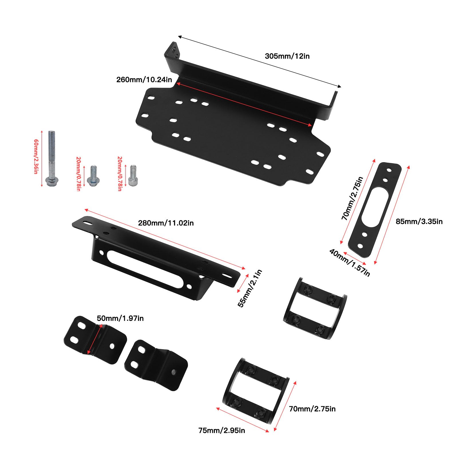 Fabater UTV Winch Mounting Plate Winch Mount Plate Bracket Kit Compatible with 1000R 1000 X 1000X-4 2019 to 2021