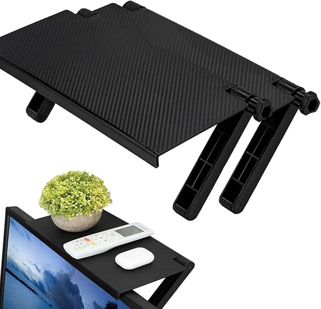 Screen Adjustable Shelf - TV Top Rack Shelf, Monitor Top Bracket, Screen Storable Stand, Home Decor, Non-slip, Multifunction, Foldable, for Flat Screen TV Computer Monitor (Two pieces)