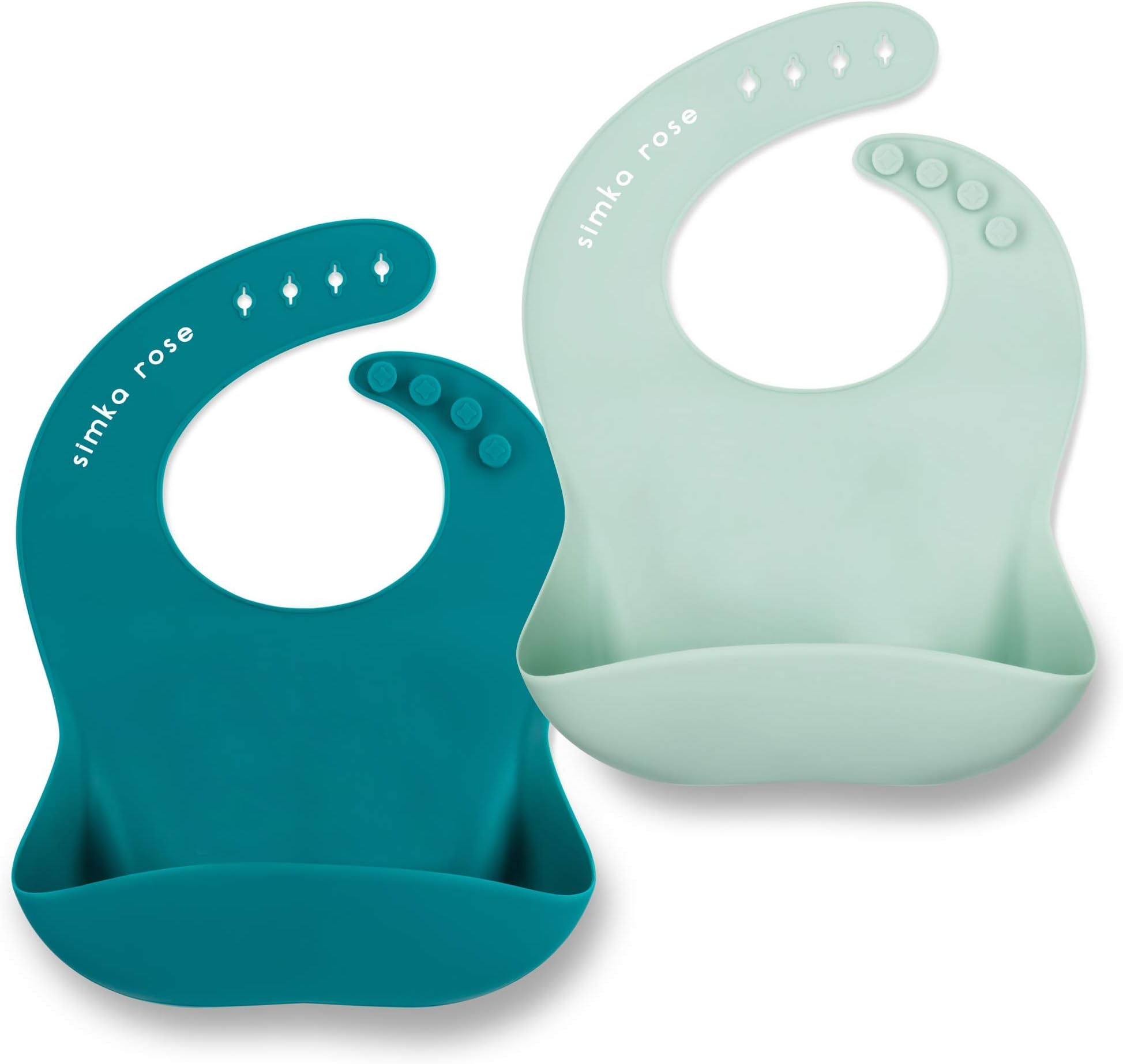 Simka Rose Silicone Bibs for Babies & Toddlers Soft Silicone Baby Bib for Girls&Boys Adjustable Silicone Baby Bibs with Pouch