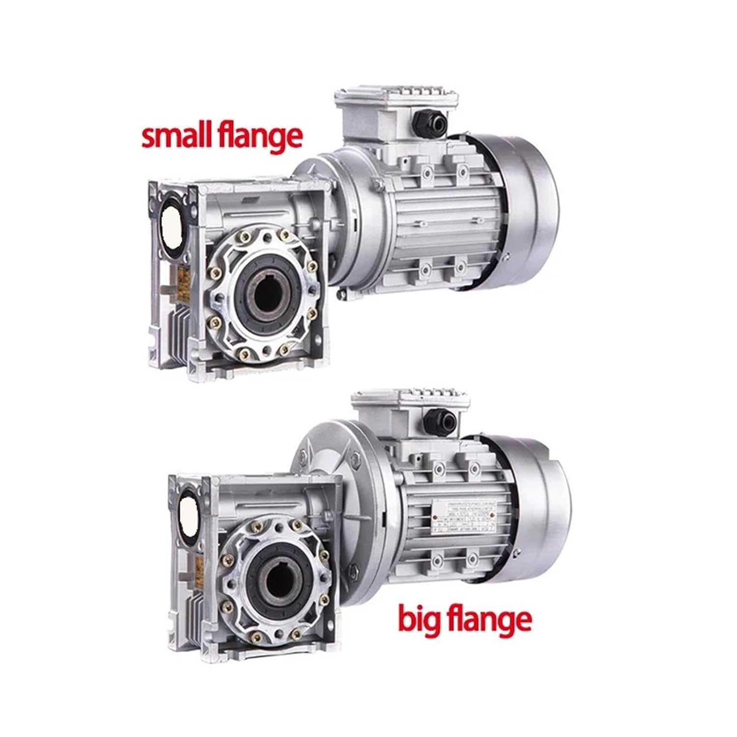 1Pcs/Lot NMRV50 Worm Gear Reducer+0.37KW 370W Single Phase Motor Vertical 220V Large/Small Flange Small Aluminum Housing(186RPM Large Flange)