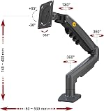 Ergosolid PC Monitor Stand, Ergonomic Gas Spring Articulated Arm, 17-32 Inches, VESA 75mm and 100mm, 360° Rotatable - 5