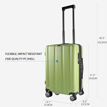 KROSER Carry On Luggage Suitcase Rolling Luggage, Carry-On 20-Inch, Green