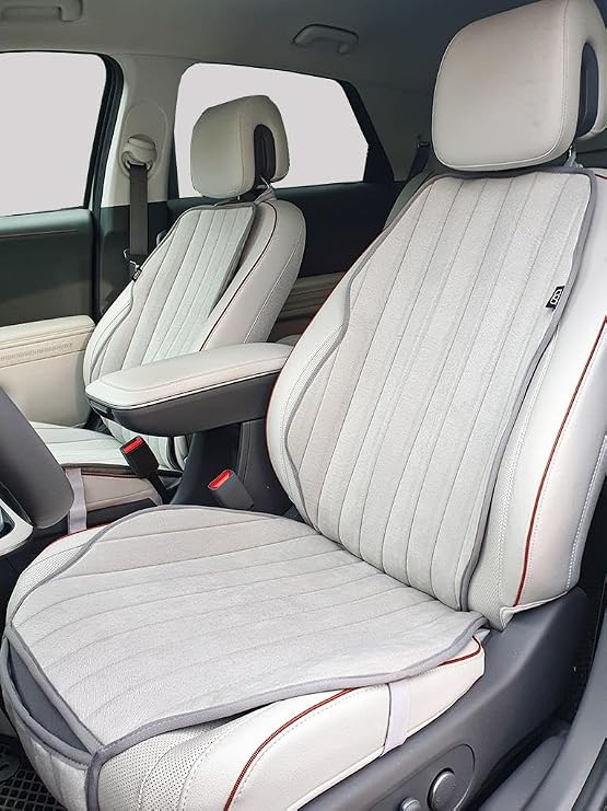 Bod Vodina Series Car Seat Cushion Set with Thai Feather Pockets Seat Protection Sleeve Front Back Set Gray