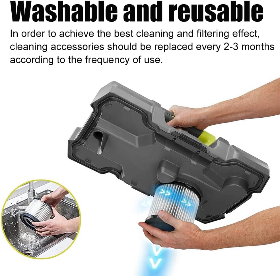 2 Pcs Washable HEPA Filter for Ryobi 18V ONE+ Wet/Dry Vacuum Cleaners PCL733, PCL734, P3240, Part# A32VC05, A32RF08