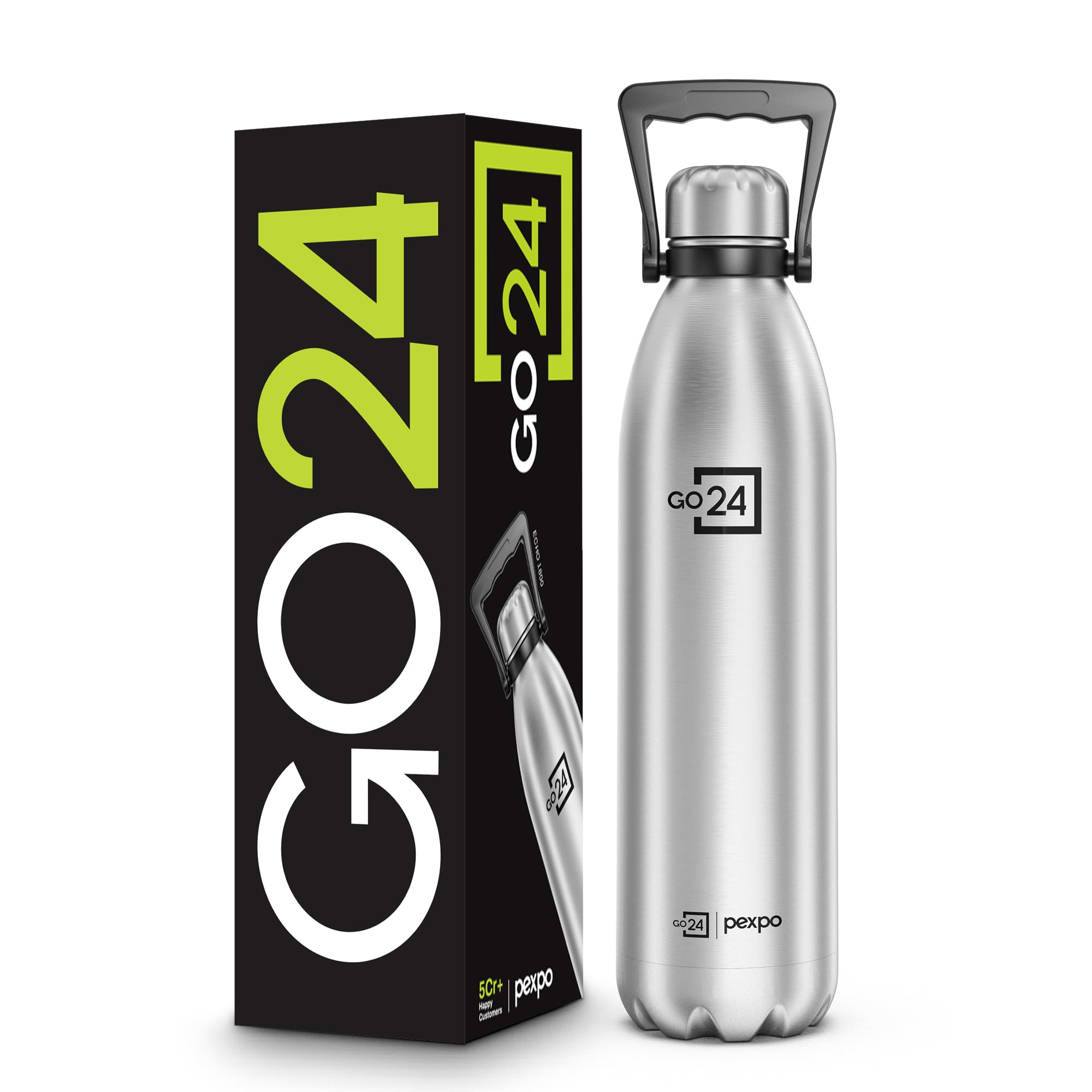 Go24 pexpo Echo Pro ISI Certified Stainless Steel Water Bottle 2000ml Hot & Cold Thermos Water Bottle | Vacuum Insulated Water Bottle with Handle | Travel | Adults - Silver — Amazon image 16