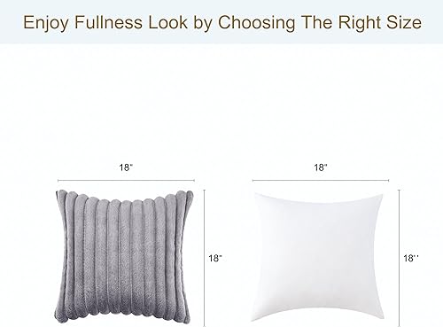Miniatura 19 de Volcanics Paquete de 1 funda decorativa de felpa de piel sintética de doble cara de 18 x 18 pulgadas, fundas de almohada suaves y esponjosas a rayas