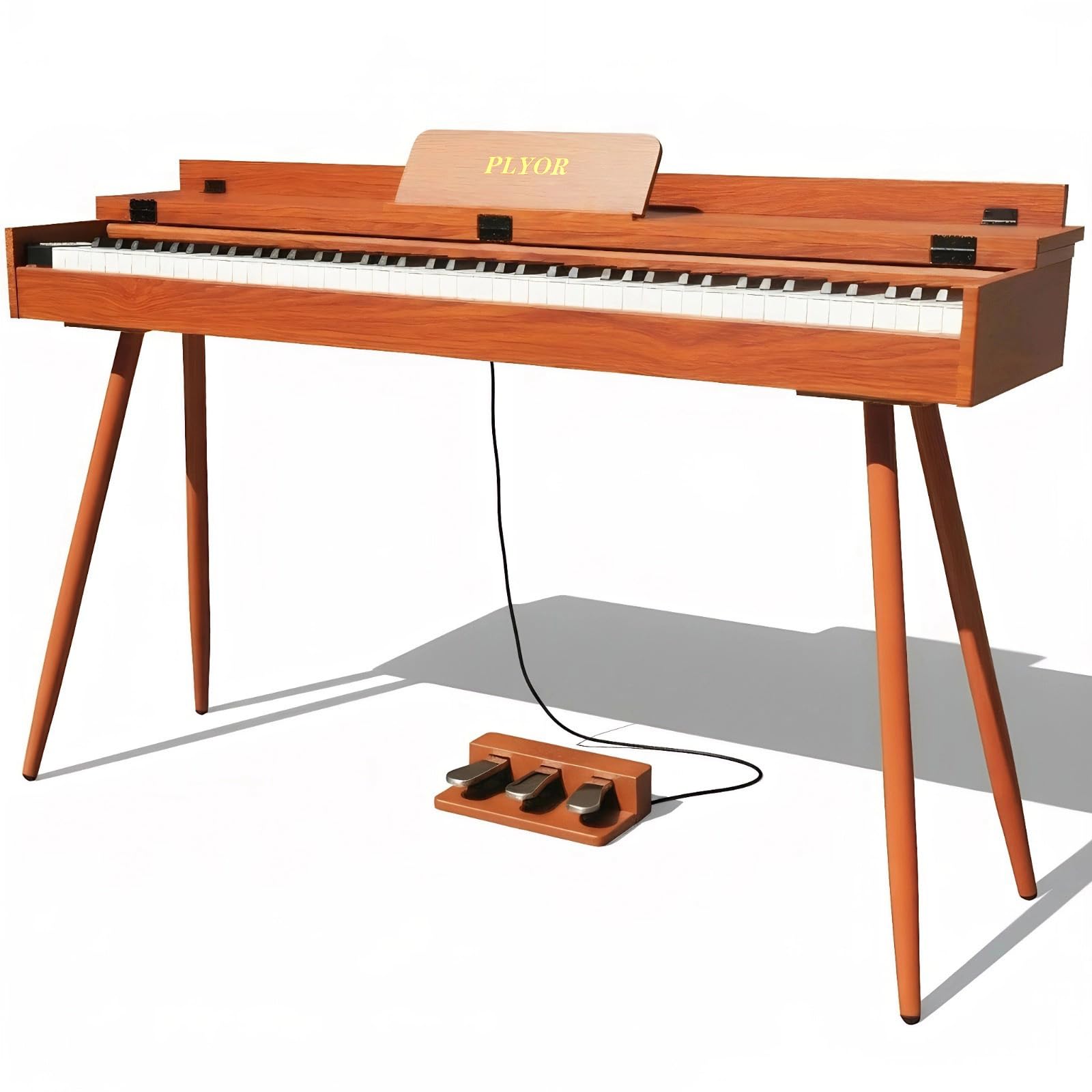 88 Key Digital Piano Keyboard with Stand & 3 Pedals, Weighted Keyboard Electric Piano for Beginners, Progressive Hammer-Action Home Digital Piano with Desk Mode, Headphone Jack, USB-MIDI, Brown
