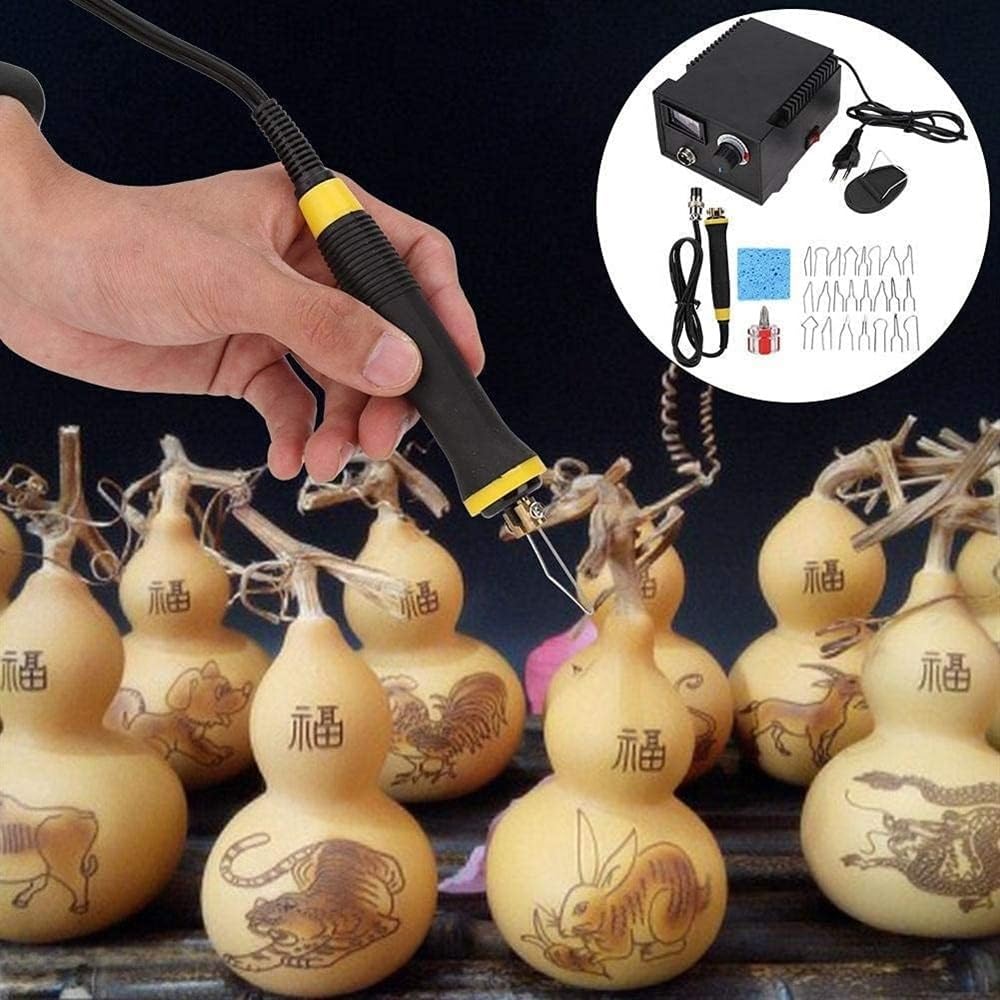 Kit de quema de madera Máquina de pirograbado, herramienta de pluma de soldador eléctrico de temperatura ajustable con 23 puntas de pluma de pirograbado for tallado en madera Soldadura en relieve