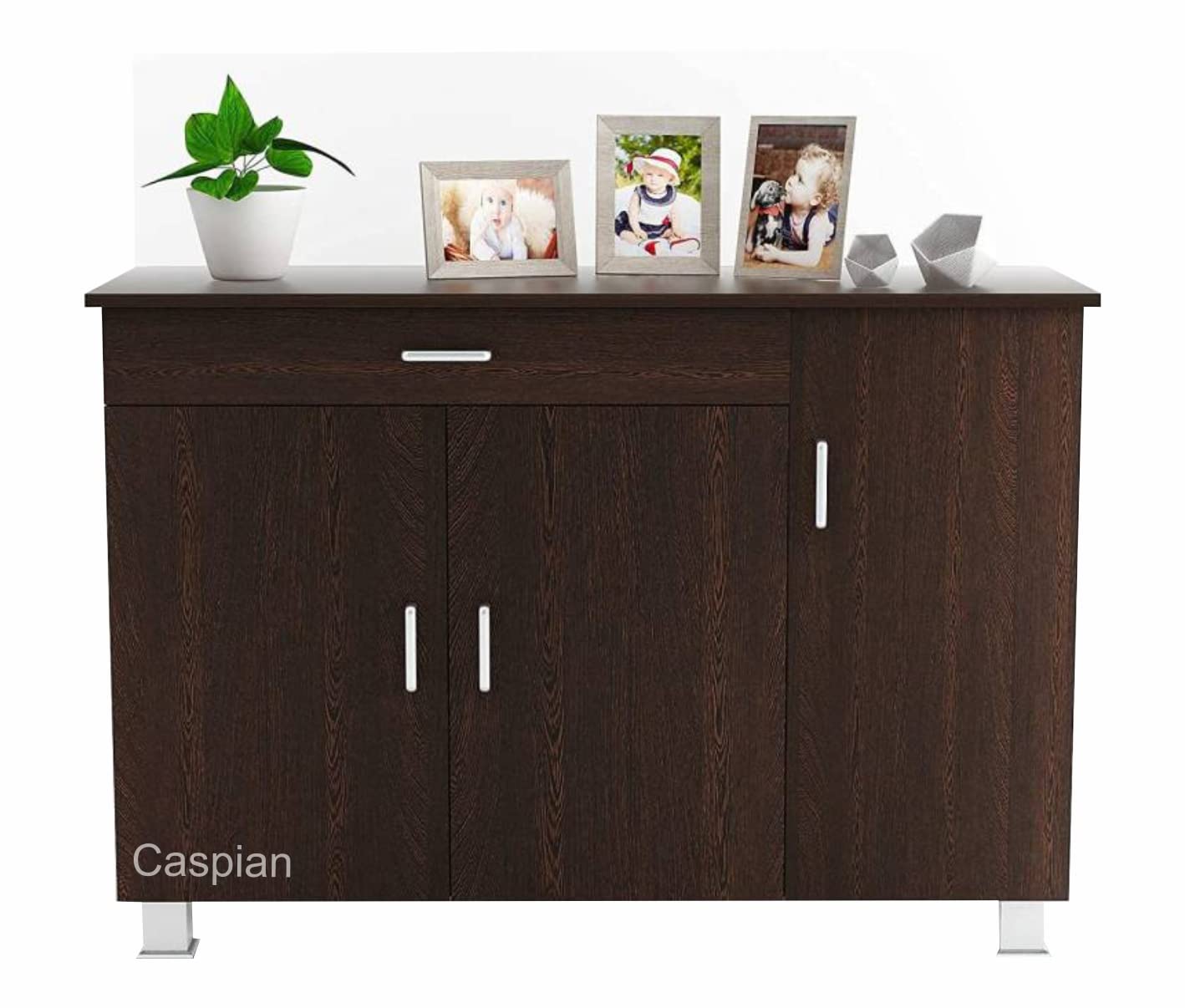 CASPIAN Engineered Wood Triple Door Wooden Shoe Rack Cum Cabinet (Brown) | Pre-Assembled Horizontal Furniture | Storage Organizer for Indoor/Outdoor Use | 3 Compartments with 1 Drawer-image-34